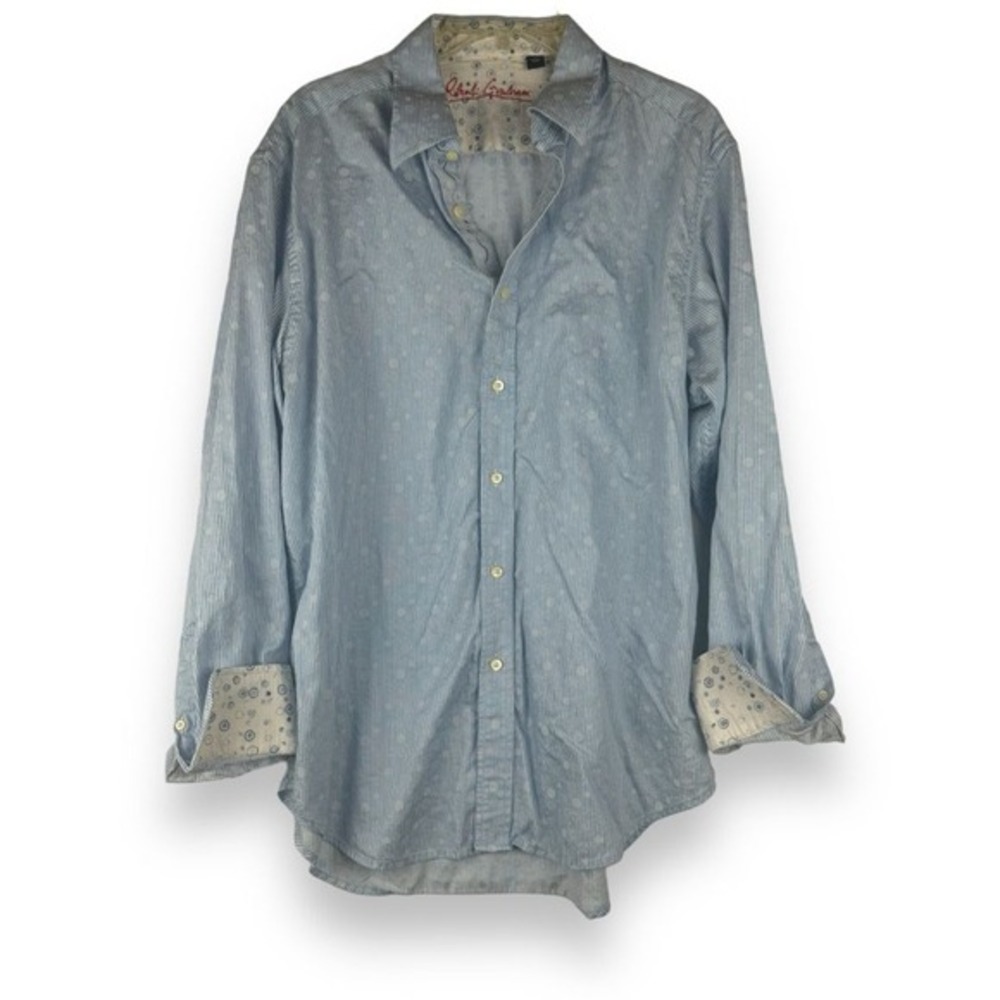 Robert‎ Graham Shirt Mens Size XL Flip Cuff Designer Preppy Bubble Print Luxury
